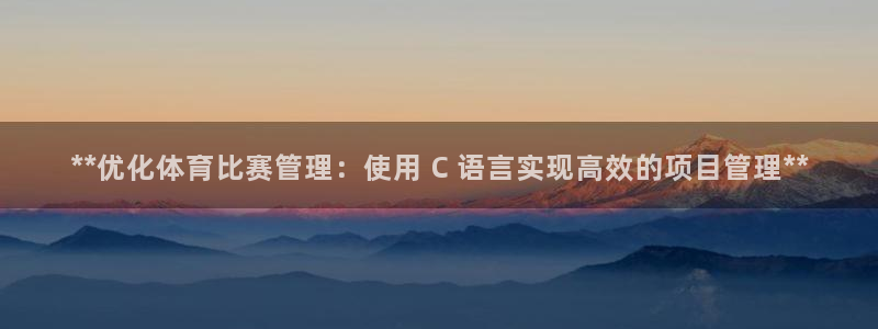 **优化体育比赛管理